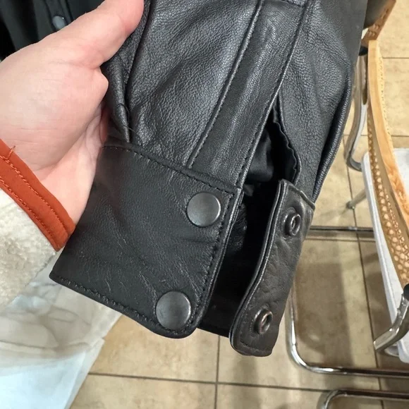 Black Leather Button-Up Shirt Hot Leathers biker - Picture 3 of 7